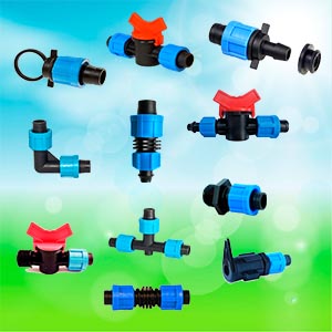 Фітинги для крапельної стрічки 16 мм: кран, заглушка, трійк, старт-конектор, муфта