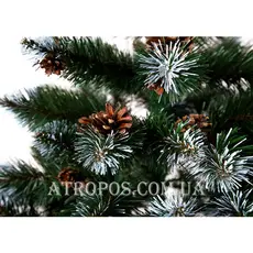 Ялинка новорічна штучна ялина Лідія зелена з білими кінчиками та шишками 2,2м в Україні